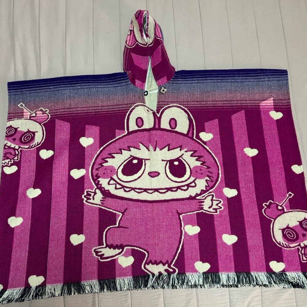 Kids Pink Hooded Poncho